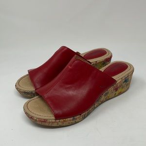BOC Red Leather Wedge Sandal